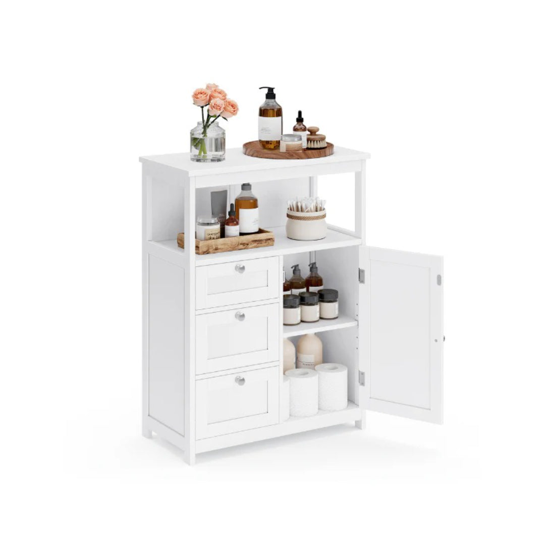 Bathroom Floor Storage Cabinet With 3 Drawers Adjustable Shelf – product view 1 | Amaraloft