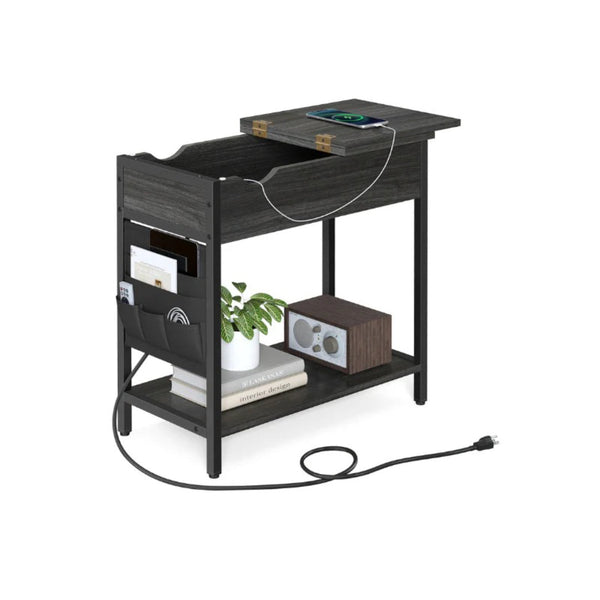 End Table With USB Ports And Power Outlets Storage Shelf – product view 1 | Amaraloft