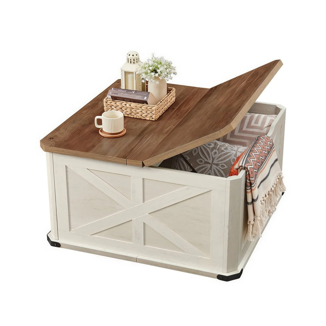 Farmhouse Coffee Table with Hidden Storage and Flip Top Lids – product view 1 | Amaraloft