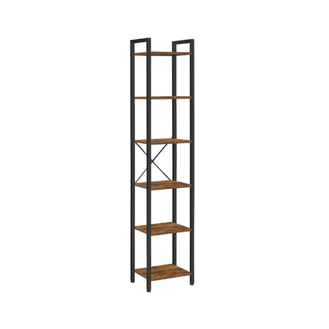 6 Tier Narrow Bookcase With Steel Frame – product view 1 | Amaraloft