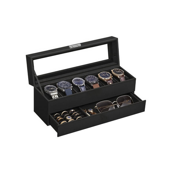 Lockable Watch Box With Glass Lid 6 8 Or 12 Slot – product view 1 | Amaraloft