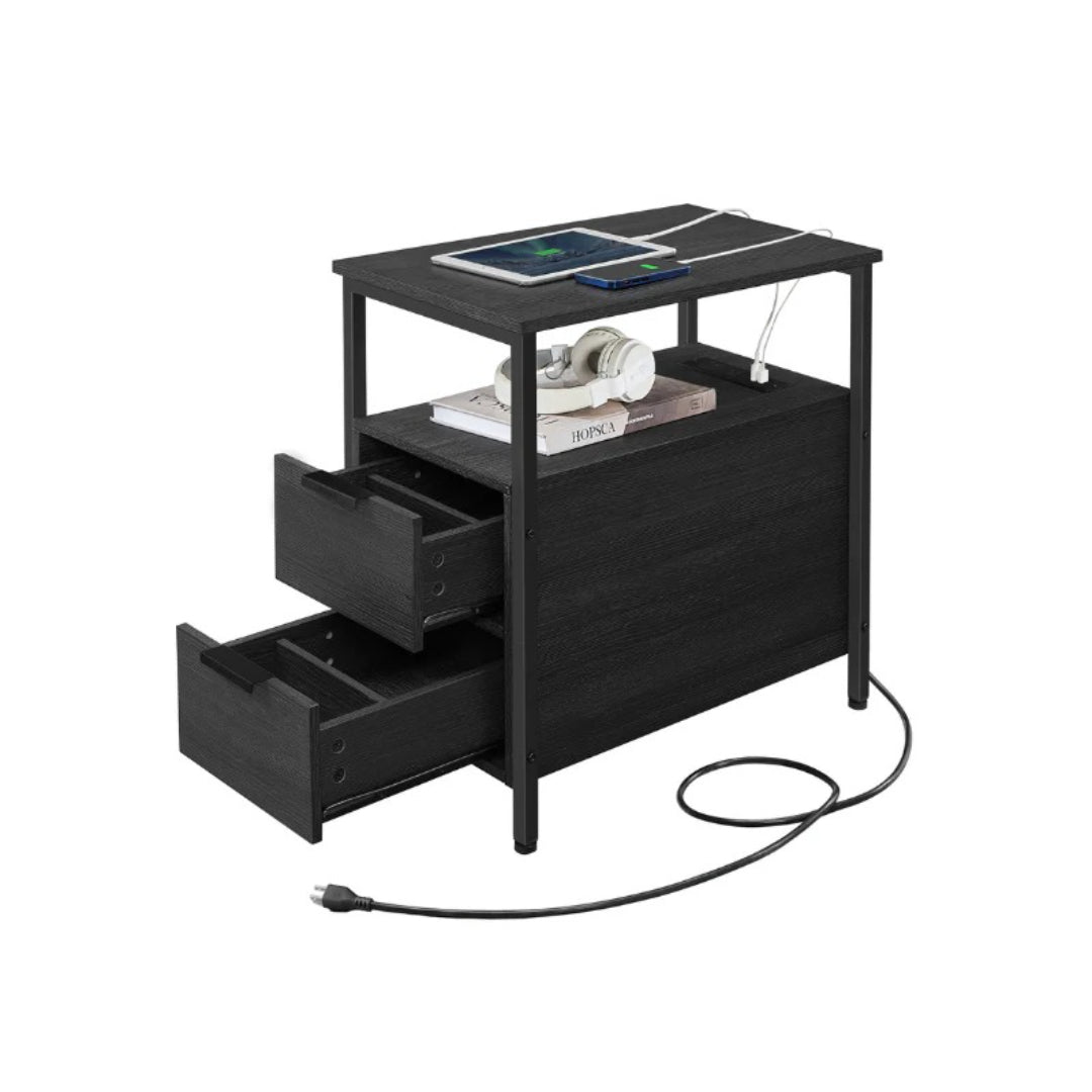 Narrow End Table With Charging Station And 2 Drawers – product view 2 | Amaraloft