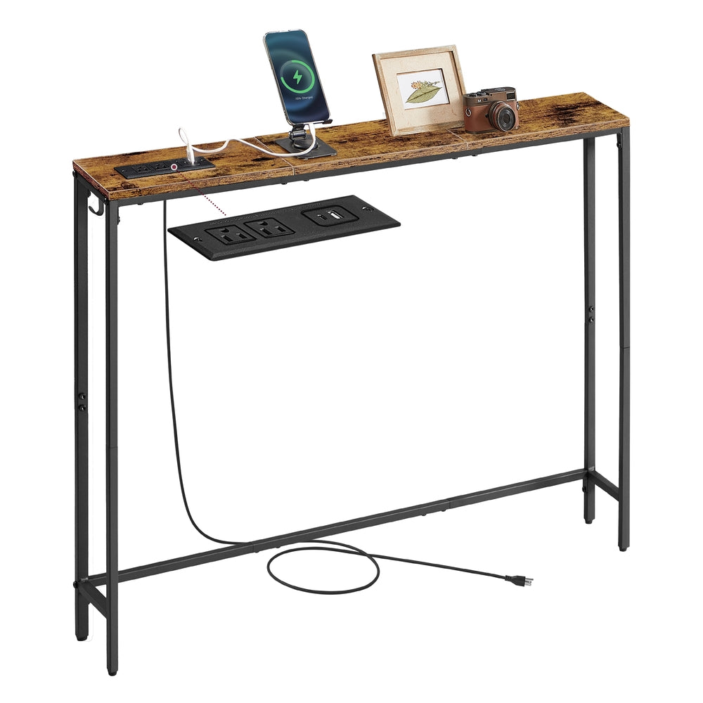 Slim Console Table With Power Outlet And Hook - product photo 01