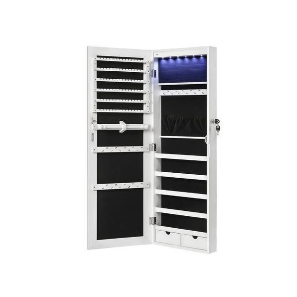 Wall Mounted Jewelry Armoire Cabinet With Mirror LED Lights – product view 1 | Amaraloft