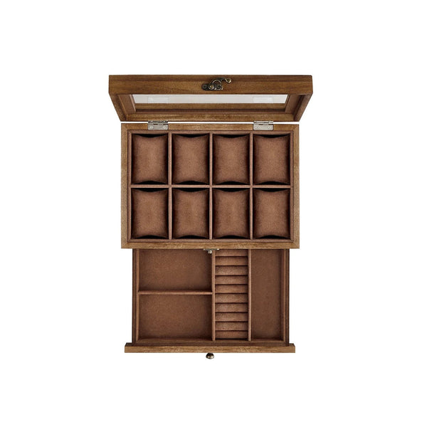 Wood Watch Box With Glass Lid 8 Or 12 Slot Organizer – product view 1 | Amaraloft