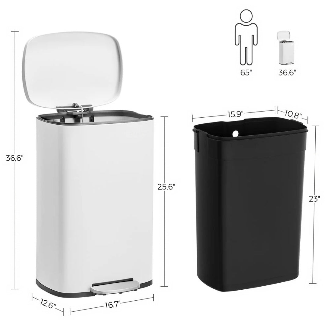 13-Gallon Stainless Steel Step Trash Can with Soft-Close Lid – product view 18 | Amaraloft