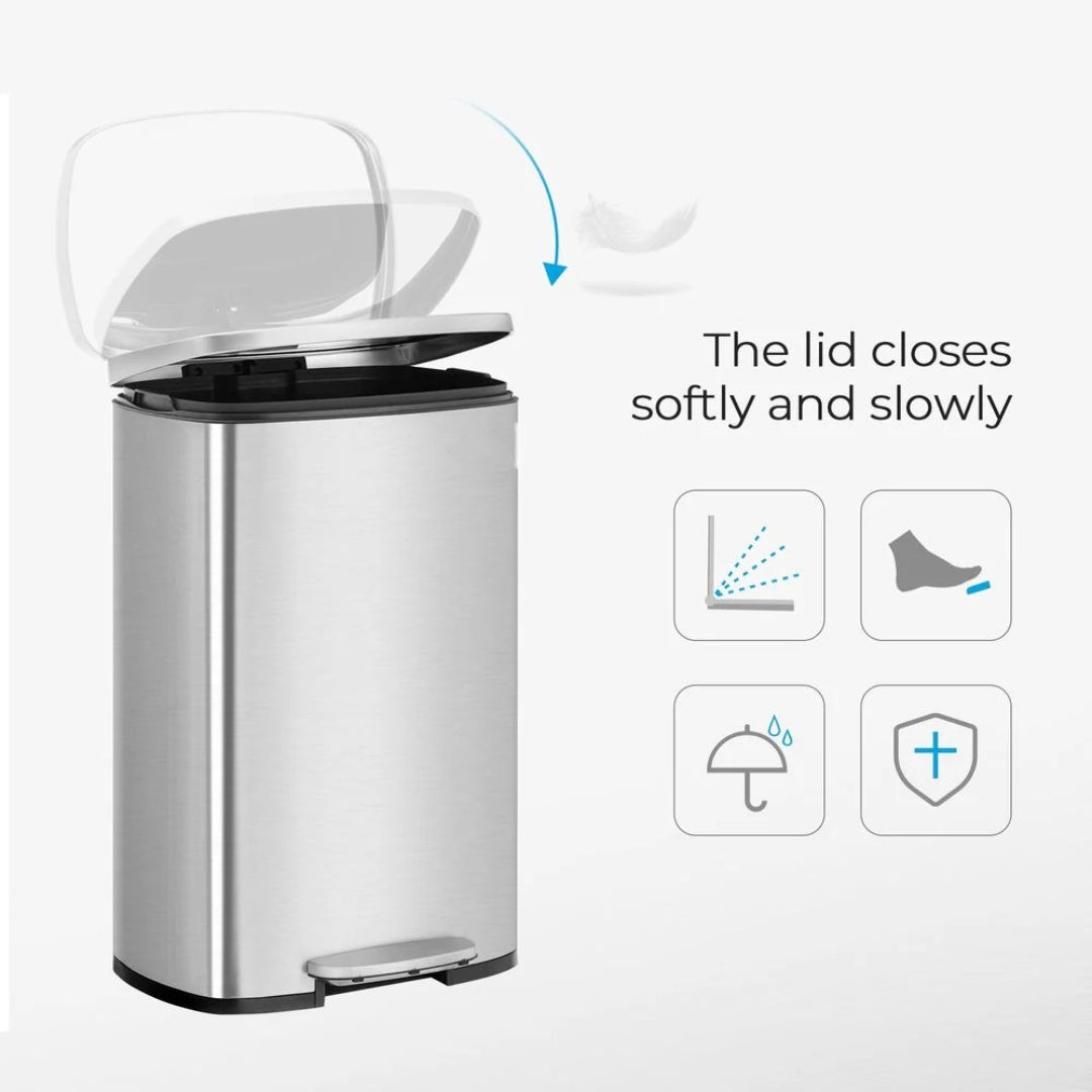 13-Gallon Stainless Steel Step Trash Can with Soft-Close Lid – product view 29 | Amaraloft