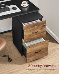 2 Drawer Rolling File Cabinet With Lock & Wheels – product view 2 | Amaraloft