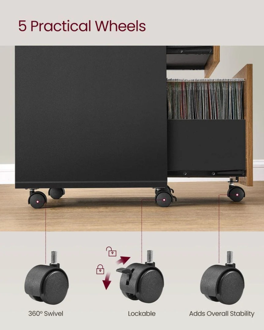 2 Drawer Rolling File Cabinet With Lock & Wheels – product view 5 | Amaraloft