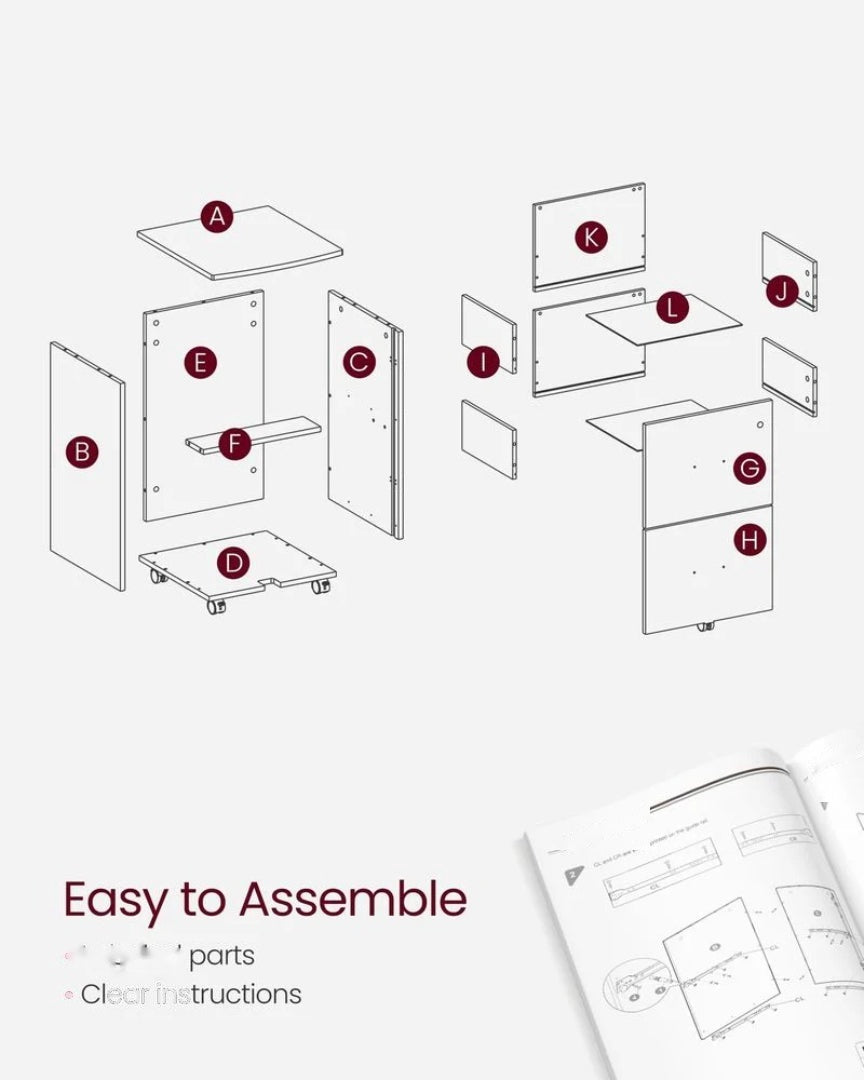 2 Drawer Rolling File Cabinet With Lock & Wheels – product view 7 | Amaraloft