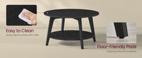 2 Tier Round Coffee Table With Open Storage Shelf, Living Room Table - product photo 26