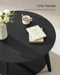 2 Tier Round Coffee Table With Open Storage Shelf, Living Room Table - product photo 38