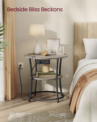 2 Tier Round Side Table With Power Outlets And USB Ports - product photo 14