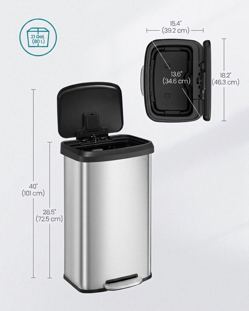 21-Gallon Stainless Steel Kitchen Trash Can with Soft-Close Lid – product view 7 | Amaraloft