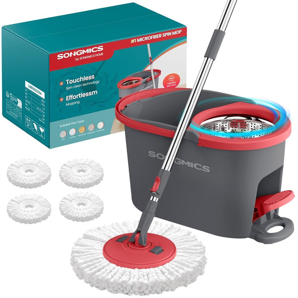 360° Spin Mop & Bucket Set With Foot Pedal Wringer And Reusable Microfiber Pads - product photo 01