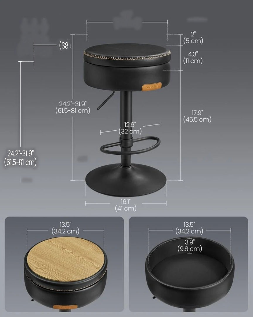 360° Swivel Bar Stool with Adjustable Height and Storage Compartment – product view 7 | Amaraloft