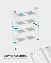 4 Tier Metal Storage Shelf With X Side Frames, 23.6 Inch Wide Rack - product photo 48