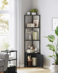 5 Tier Corner Shelving Unit With Cabinet Storage Shelf – product view 3 | Amaraloft