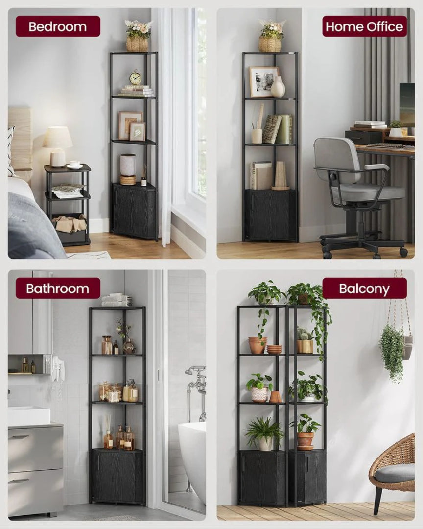 5 Tier Corner Shelving Unit With Cabinet Storage Shelf – product view 4 | Amaraloft