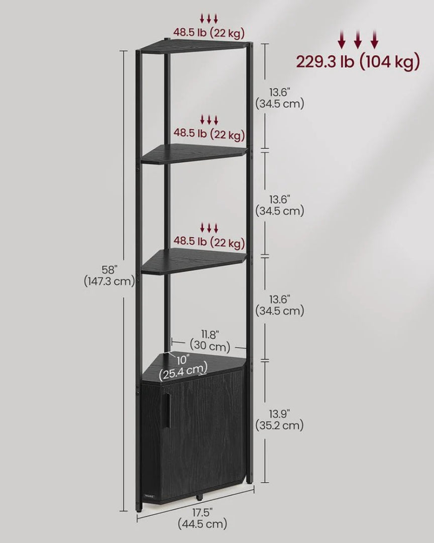 5 Tier Corner Shelving Unit With Cabinet Storage Shelf – product view 6 | Amaraloft