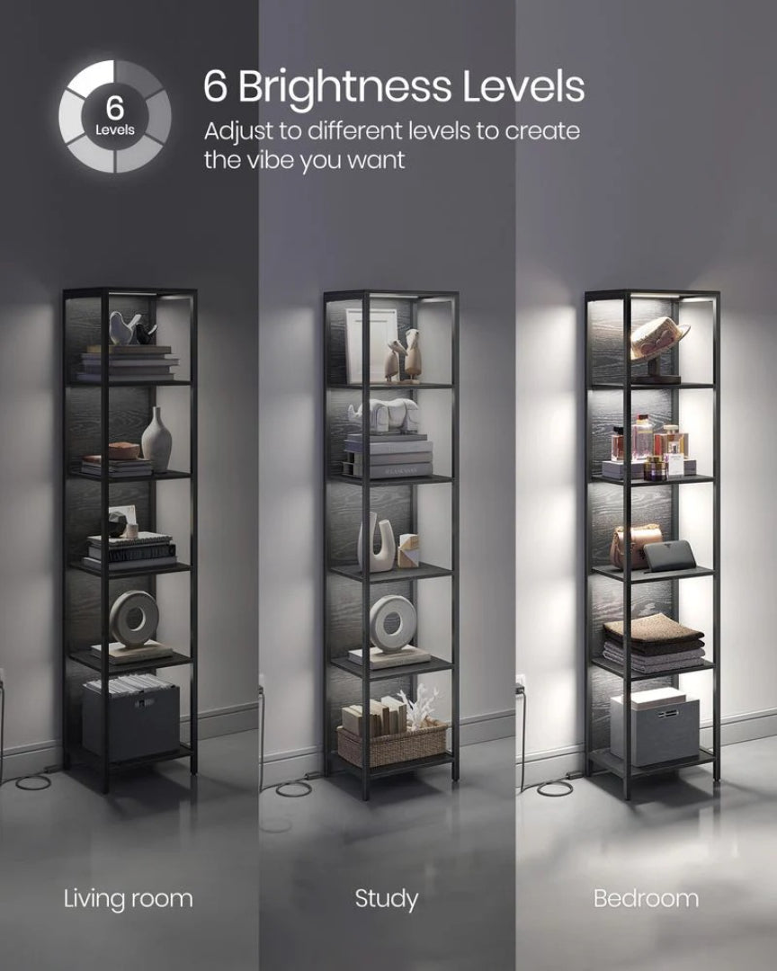 6 Tier LED Bookshelf With Dimmable Lights – product view 7 | Amaraloft