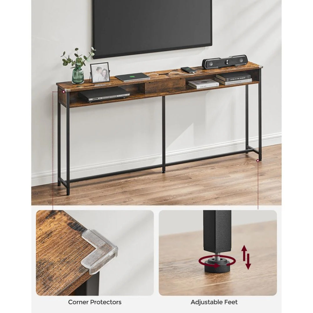 70-Inch Console Table with Charging Station and Storage Shelves – product view 10 | Amaraloft