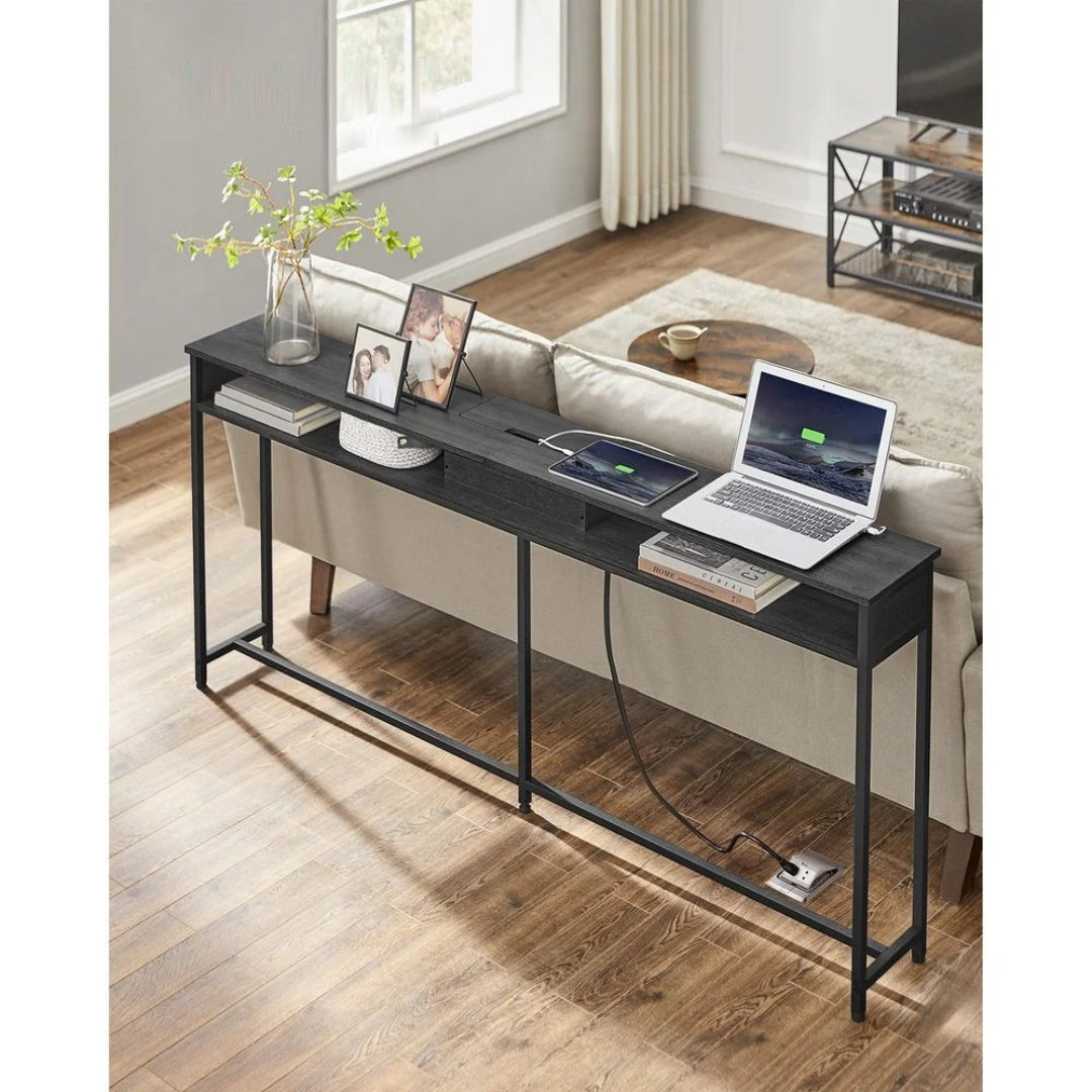 70-Inch Console Table with Charging Station and Storage Shelves – product view 12 | Amaraloft