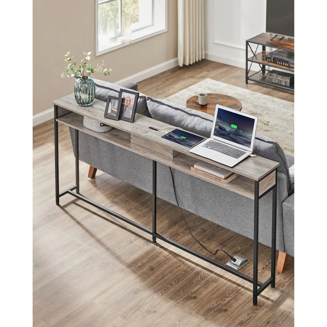 70-Inch Console Table with Charging Station and Storage Shelves – product view 19 | Amaraloft