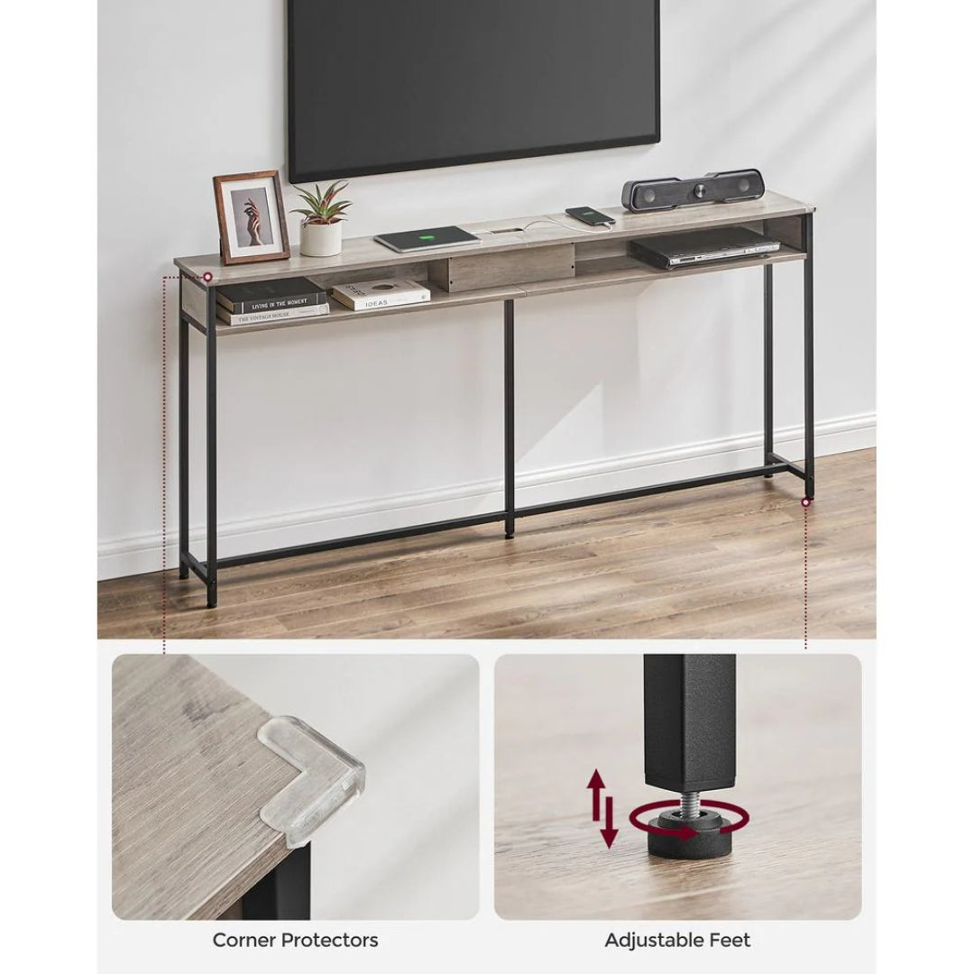 70-Inch Console Table with Charging Station and Storage Shelves – product view 25 | Amaraloft