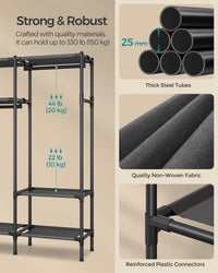 74.8” High Clothes Rack With Hanging Rails - product photo 03