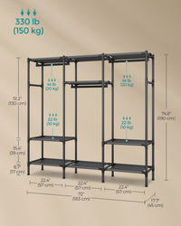 74.8” High Clothes Rack With Hanging Rails - product photo 05