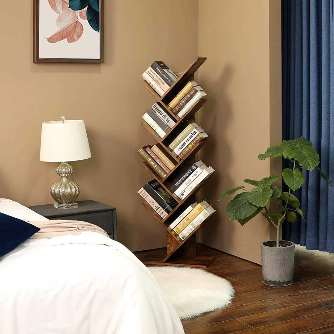 9 Tier Tree Bookshelf Space Saving Bookcase Storage Shelf – product view 11 | Amaraloft