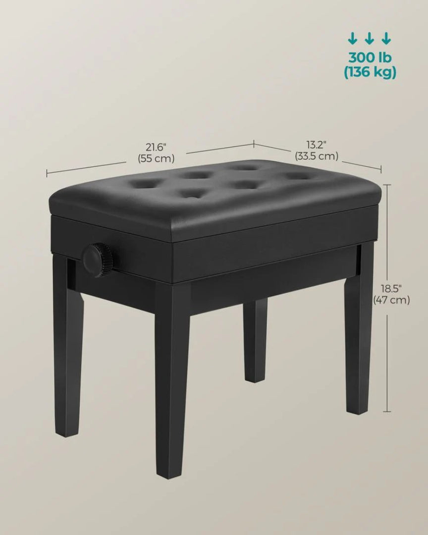 Adjustable Piano Bench With Storage Wooden Stool – product view 5 | Amaraloft