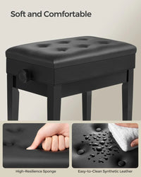 Adjustable Piano Bench With Storage Wooden Stool – product view 7 | Amaraloft