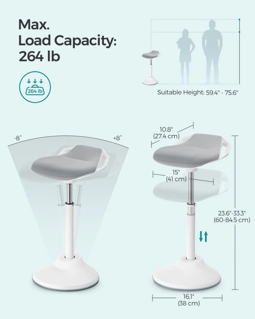 Adjustable Standing Desk Chair With Wobble Base – product view 7 | Amaraloft