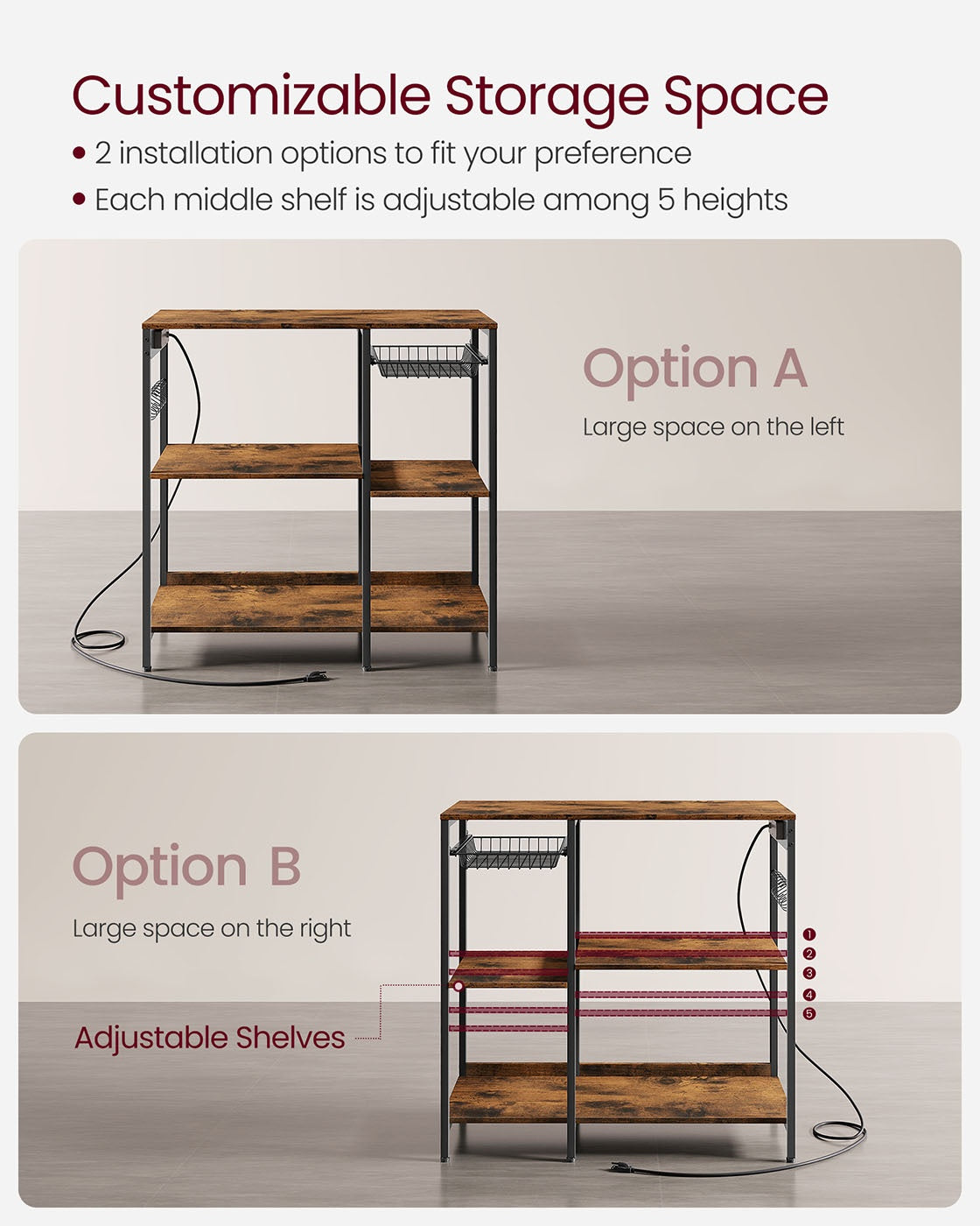 Baker's Rack With Charging Station - product photo 05