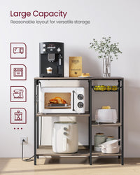 Bakers Rack With Charging Station And Adjustable Shelves, Kitchen Rack - product photo 46