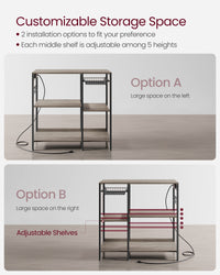 Bakers Rack With Charging Station And Adjustable Shelves, Kitchen Rack - product photo 47
