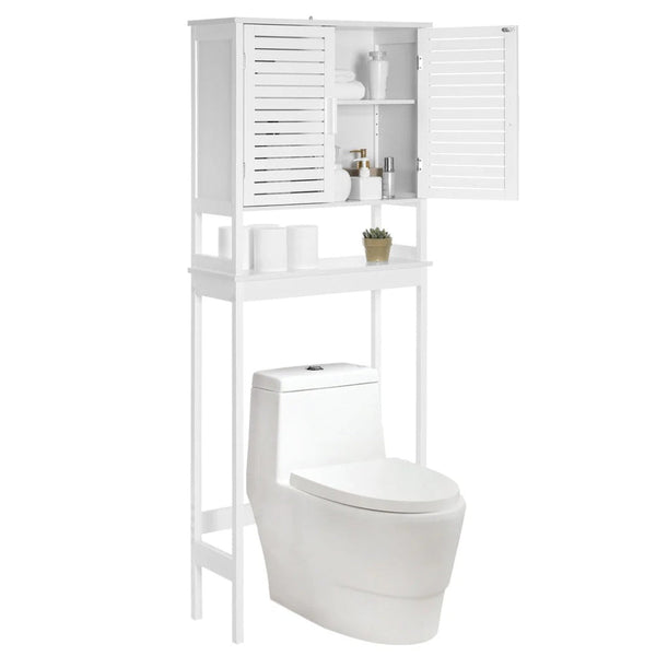 Bamboo Over Toilet Storage Cabinet With Doors And Shelf – product view 1 | Amaraloft