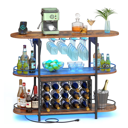 Bar Cabinet With LED Lights And Power Outlets - product photo 01