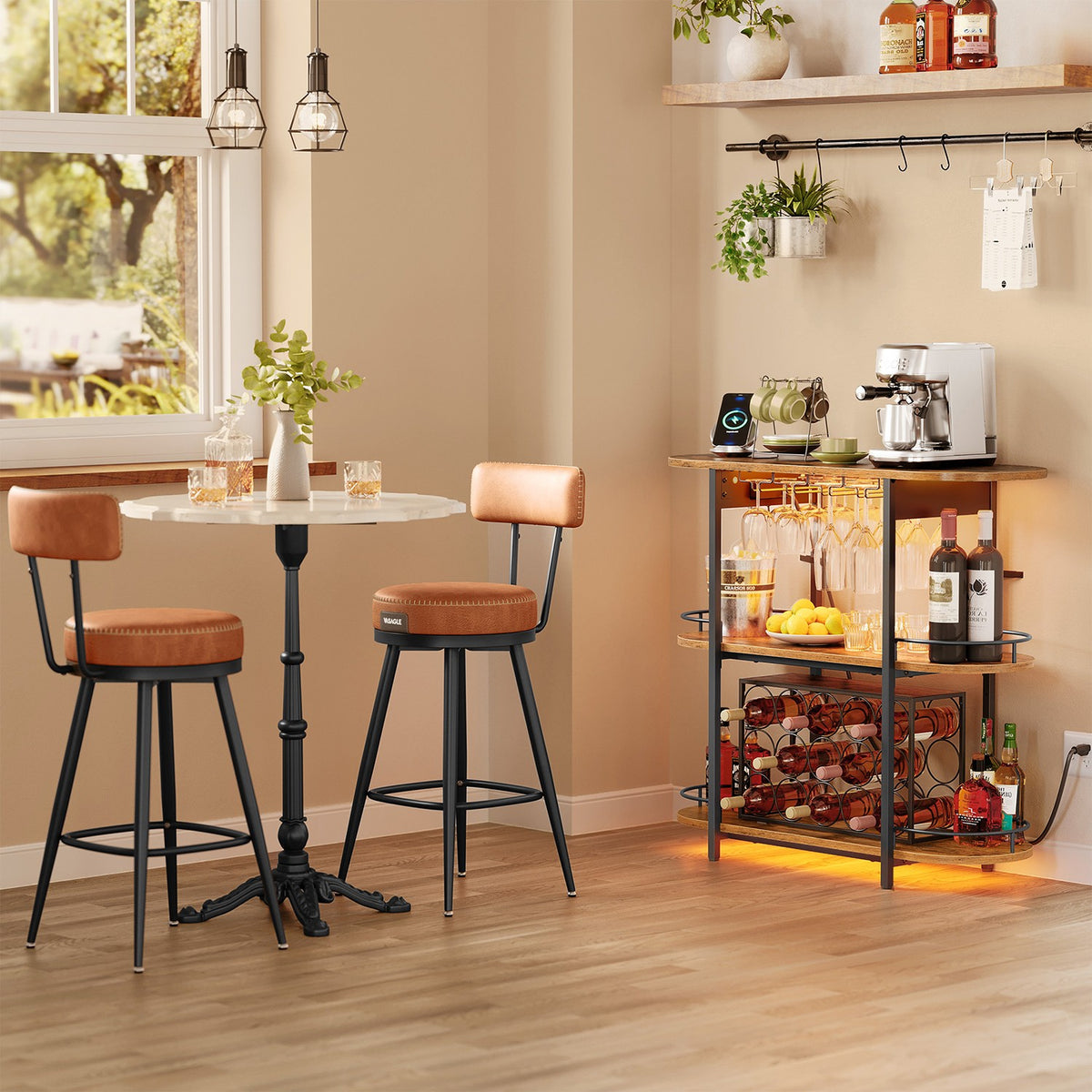 Bar Cabinet With LED Lights And Power Outlets - product photo 12
