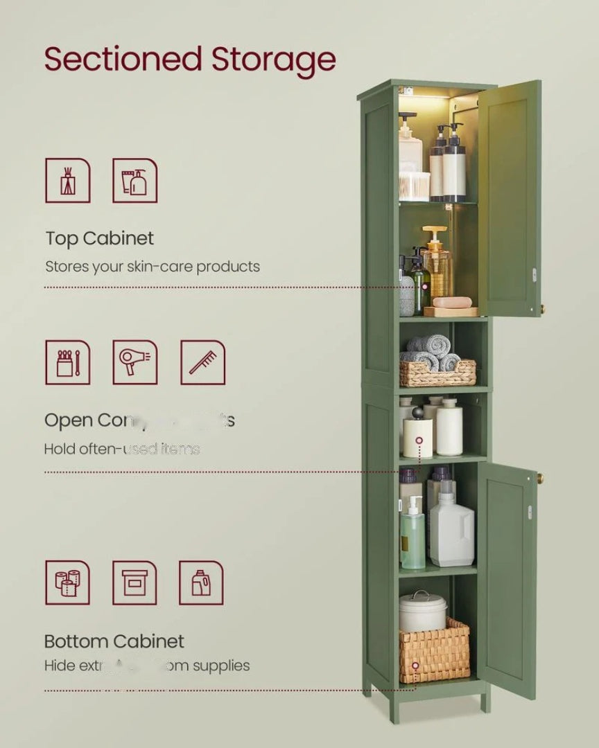 Bathroom Cabinet With Lights Tall Storage Cabinet 66.9in High – product view 4 | Amaraloft