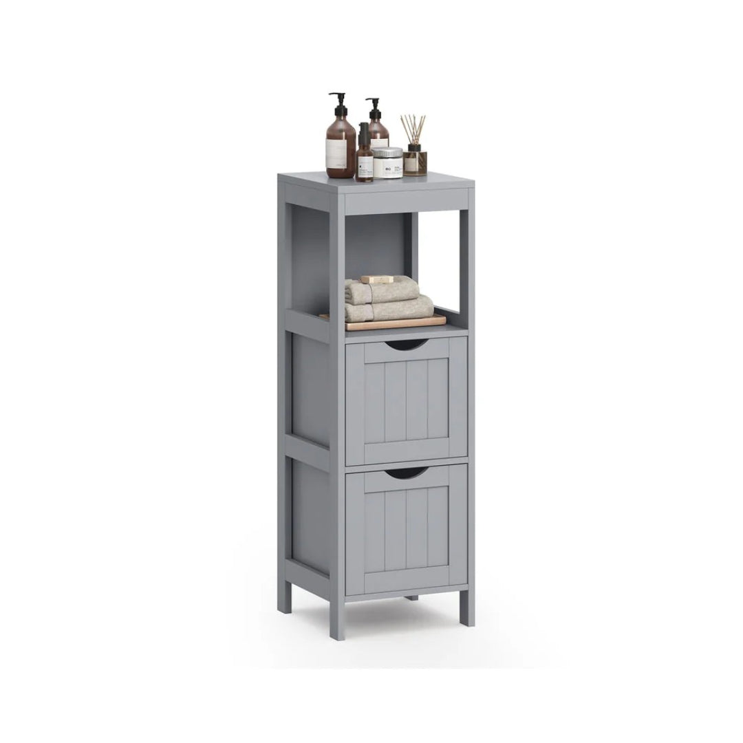 Bathroom Floor Cabinet With 2 Drawers Slim Storage 35in High – product view 3 | Amaraloft