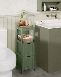 Bathroom Floor Cabinet With 2 Drawers Slim Storage 35in High – product view 15 | Amaraloft