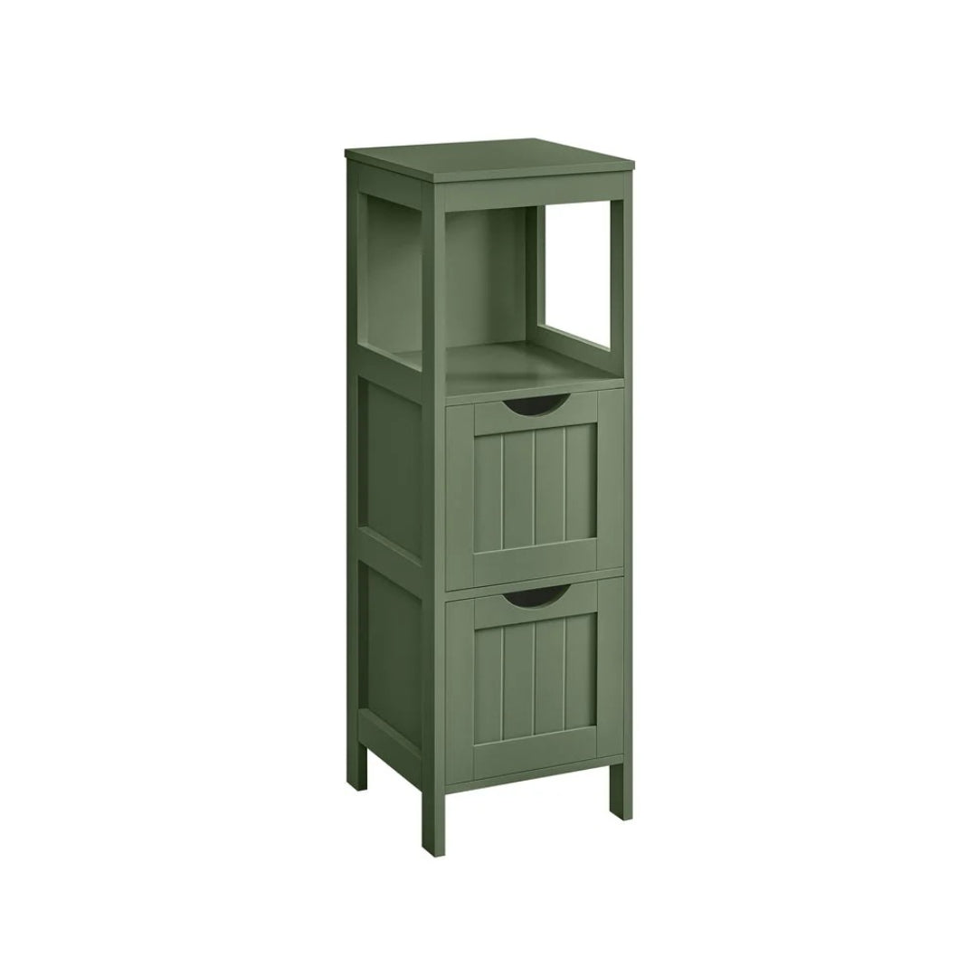 Bathroom Floor Cabinet With 2 Drawers Slim Storage 35in High – product view 4 | Amaraloft