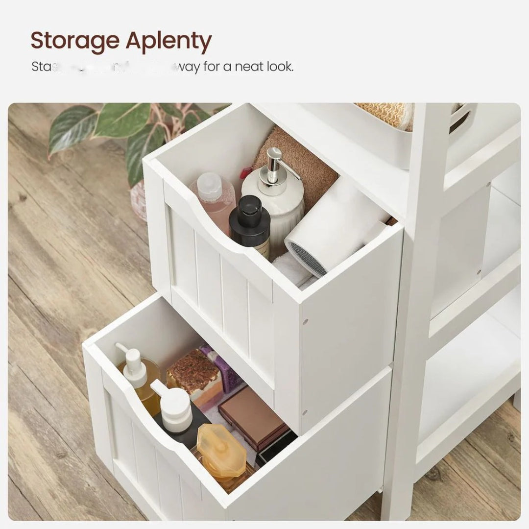 Bathroom Floor Cabinet With 2 Drawers Slim Storage 35in High – product view 9 | Amaraloft