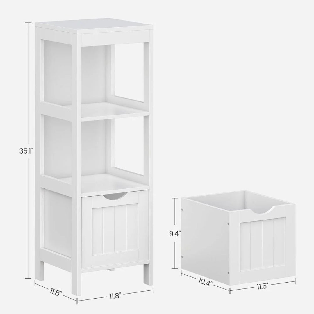 Bathroom Floor Cabinet With 2 Drawers Slim Storage 35in High – product view 10 | Amaraloft