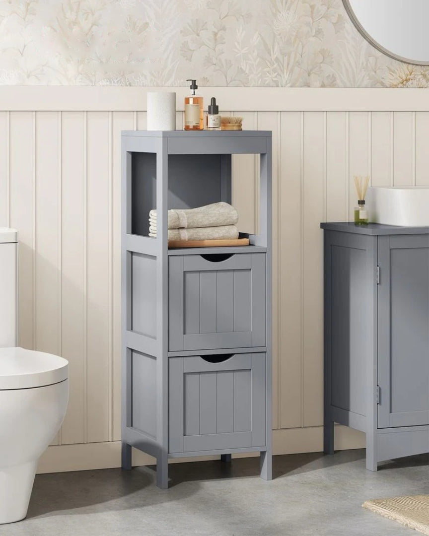 Bathroom Floor Cabinet With 2 Drawers Slim Storage 35in High – product view 16 | Amaraloft