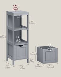 Bathroom Floor Cabinet With 2 Drawers Slim Storage 35in High – product view 18 | Amaraloft