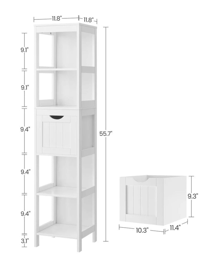 Bathroom Floor Cabinet With 2 Removable Drawers 55.7in High – product view 7 | Amaraloft